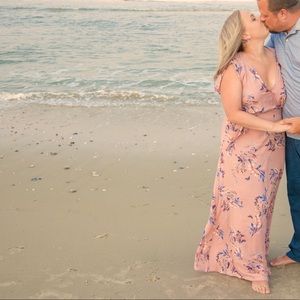 Pink floral maxi dress